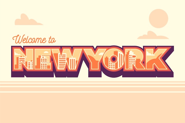 Vettore gratuito benvenuti a new york lettering