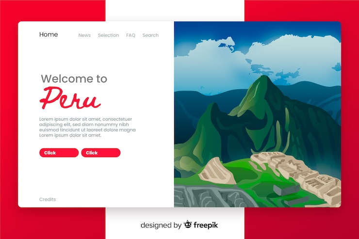 Free Vector welcome to peru landing page