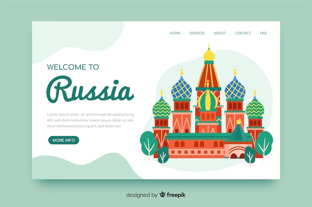 Vettore gratuito benvenuto nella landing page della russia