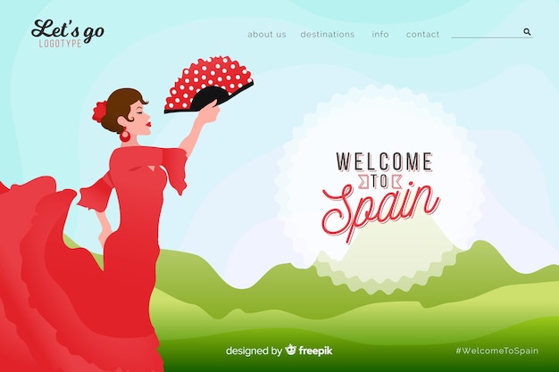 Vettore gratuito benvenuto nella landing page della spagna