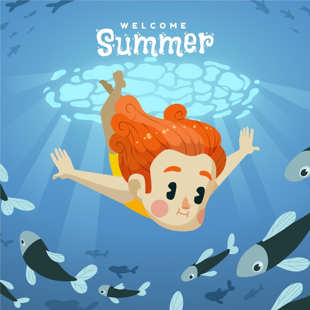 Free vector welcome summer illustration