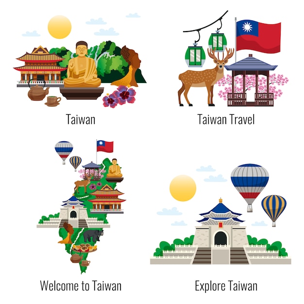 Free vector welcome to taiwan scene collection