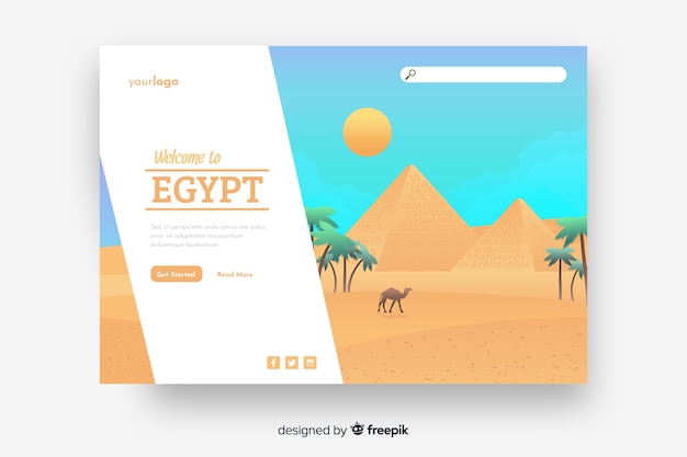 Бесплатное векторное изображение Добро пожаловать в шаблон целевой страницы в египте