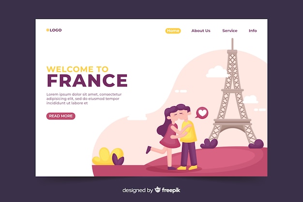 無料ベクター フランスのランディングページへようこそ