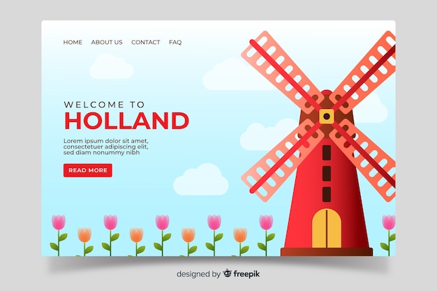 無料ベクター オランダのランディングページへようこそ
