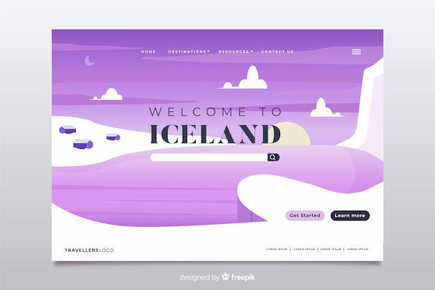 Бесплатное векторное изображение Добро пожаловать на целевую страницу исландии
