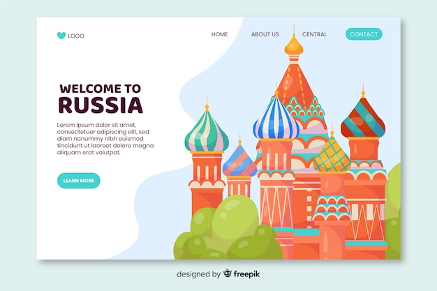 無料ベクター ロシアのランディングページへようこそ