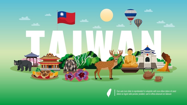 Бесплатное векторное изображение Добро пожаловать в тайвань баннер