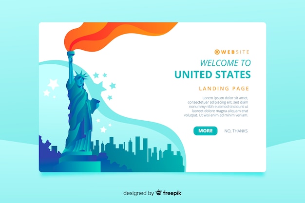 Free vector welcome to united states landing page