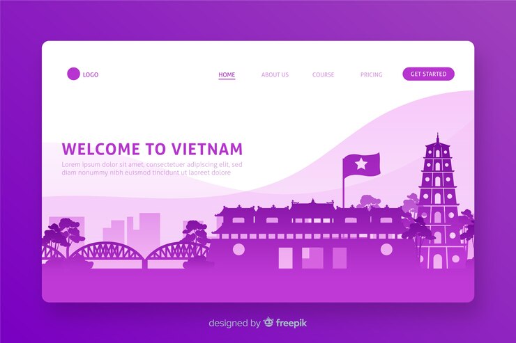 무료 Vector 베트남 방문 페이지 평면 디자인에 오신 것을 환영합니다