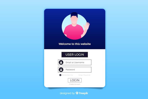 Free vector welcome to website login landing page