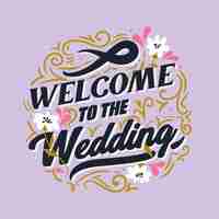 Free vector welcome to the wedding lettering