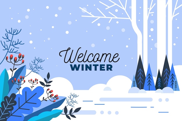 Welcome winter greeting on illustrated background