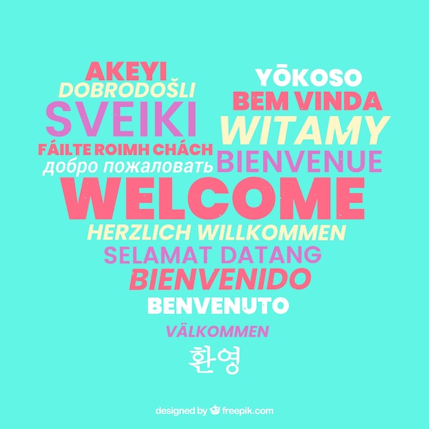 Free vector welcome word composition in different languages