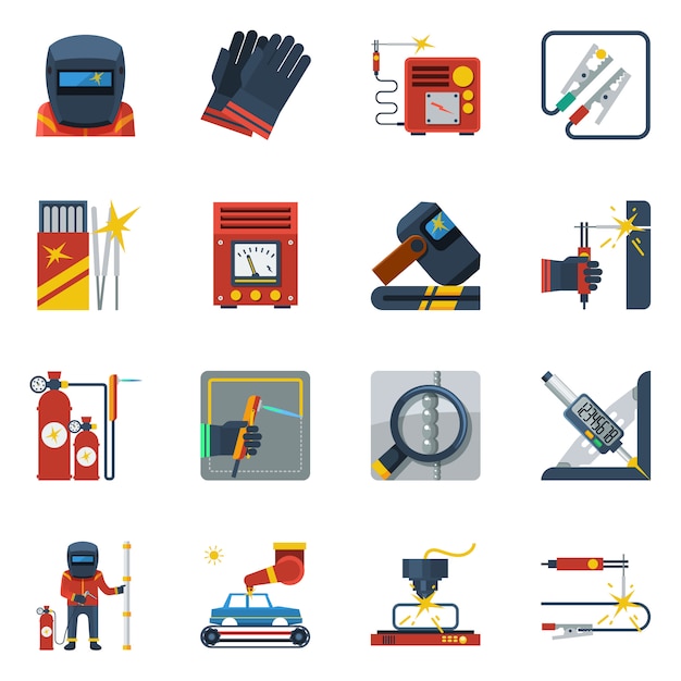 Free vector welding flat color icons