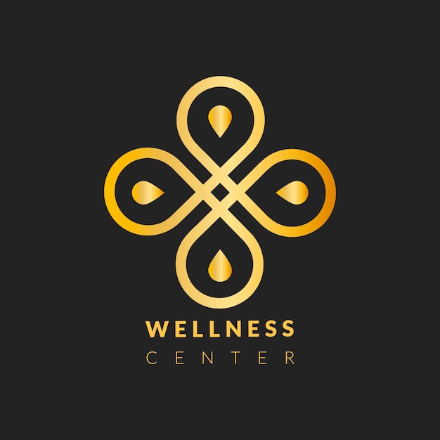 Wellness center logo template, gold professional design vector