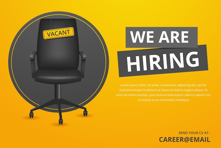 Free Vector were hiring with office chair and a sign vacant