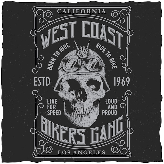 Free vector west coast bikers gang poster