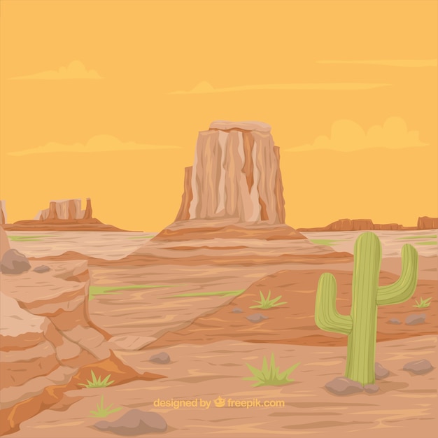 Free vector western background with rocky mountains and vegetation