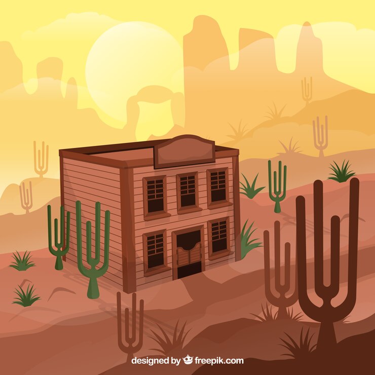 Free Vector western background with wooden saloon