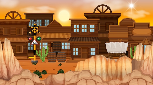 Free vector western desert themed scene in nature