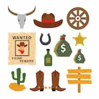 Free vector western elements collection