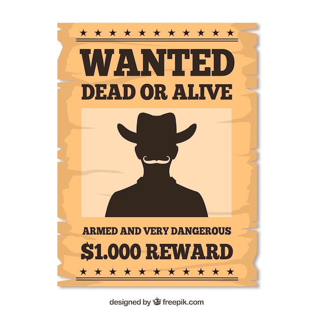 Free vector western retro poster to find delinquent