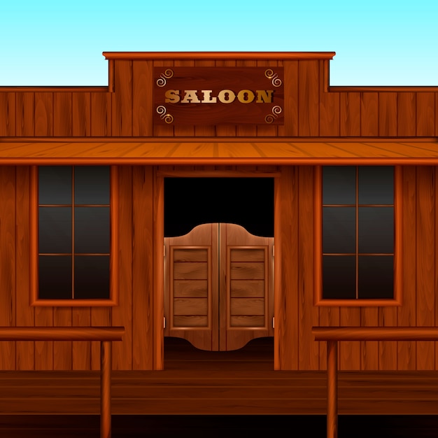 Free vector western saloon entrance composition