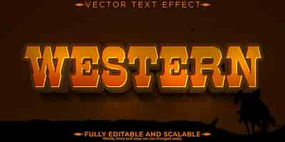 Бесплатное векторное изображение Западный текстовый эффект редактируемый ковбой и пустыня настраиваемый стиль шрифта