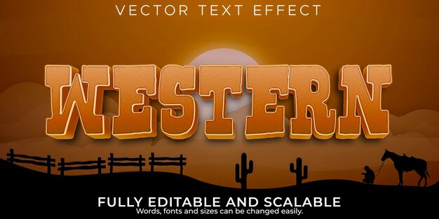 Western text effect, editable cowboy and wild text style