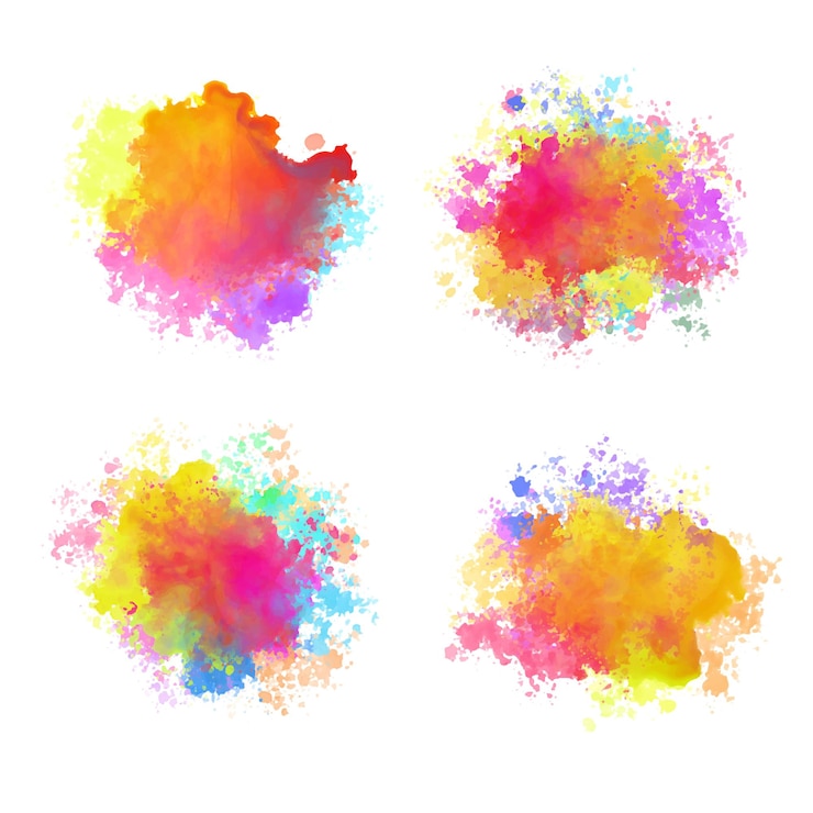 Free Vector wet and messy paint splatter background in pack of four