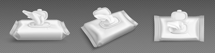 Free Vector wet wipes package tissues pack mock up