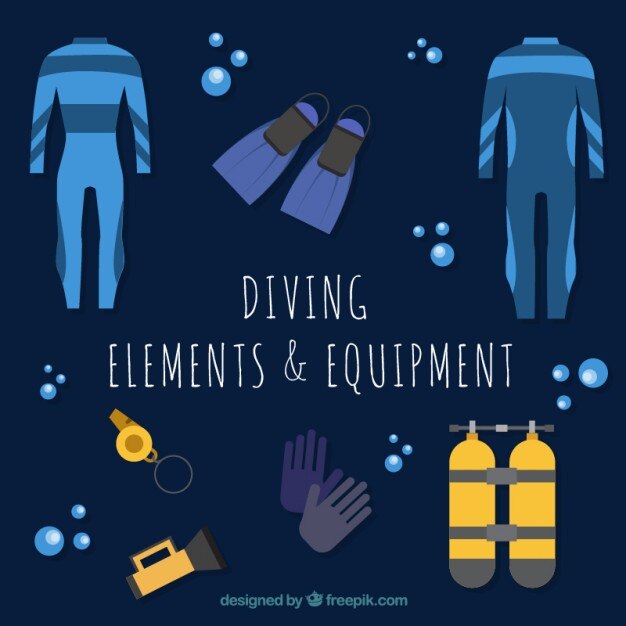 Free Vector wetsuit and diving equipment