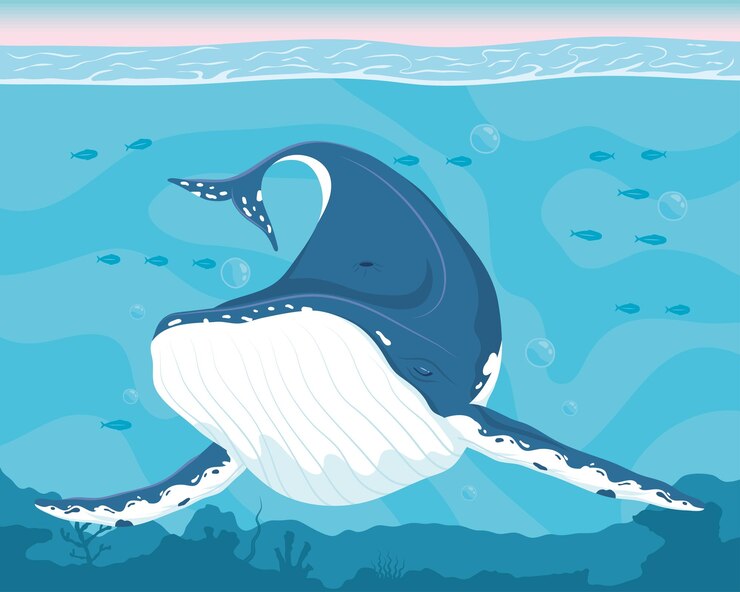 Free Vector whale fish undersea scene poster