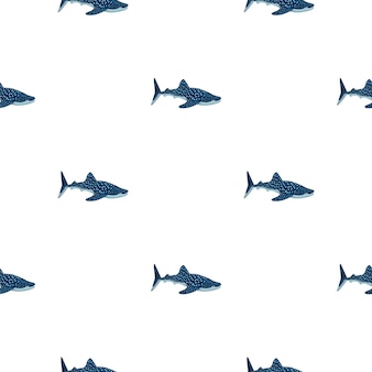 Whale shark seamless pattern in scandinavian style. marine animals background. vector illustration for children funny textile prints, fabric, banners, backdrops and wallpapers.
