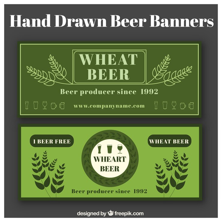 Free Vector wheat beer banners in green tones