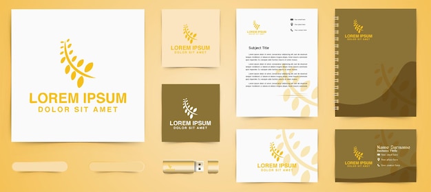 Wheat grain agriculture, corn logo and business branding template designs inspiration isolated on white background