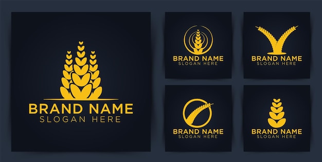 Vettore gratuito illustrazione di vettore di progettazione di logo di agricoltura di grano di grano