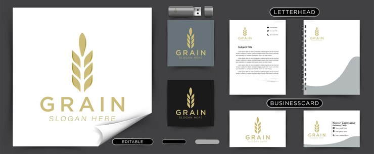 Free Vector wheat grain rice agriculture farm logo ideas inspiration logo design template vector illustration isolated on white background