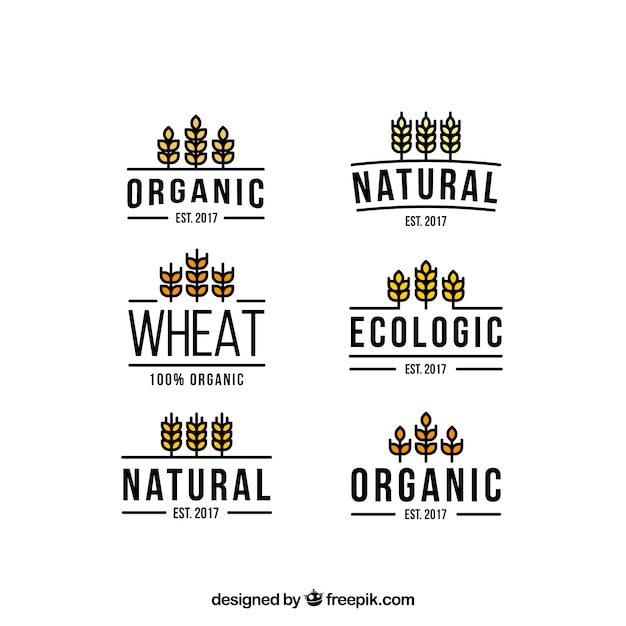 Free vector wheat logos collection in flat style