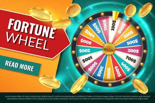 Wheel fortune. lucky jackpot winner text banner, casino prize spinning roulette. game win chance circle gambling  background