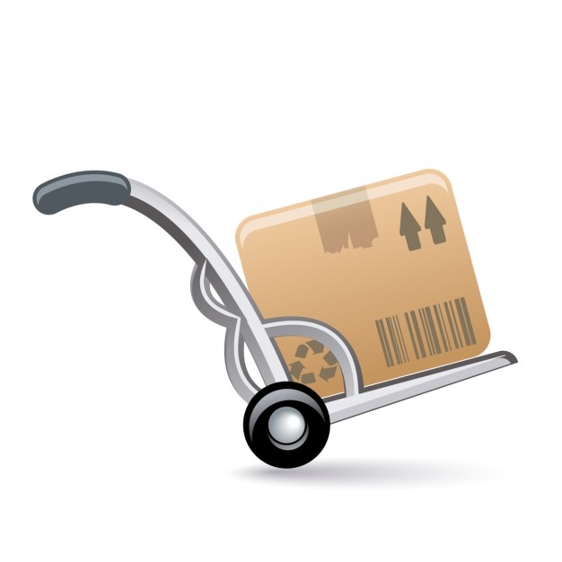 Free vector wheelbarrow with box icon