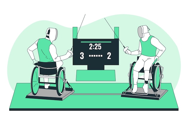 Free vector wheelchair fencing concept illustration