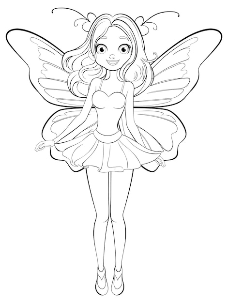 Free vector whimsical fairy cartoon character with beautiful wings