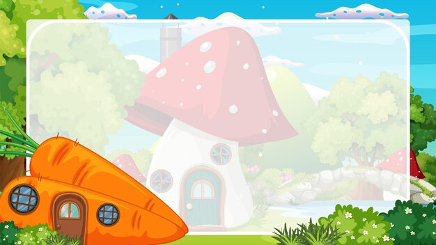 Free Vector whimsical mushroom and carrot houses