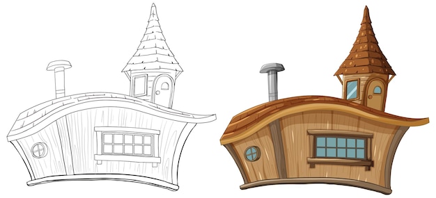 Illustrazione stravagante di una casa di legno