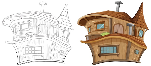 Free vector whimsical wooden treehouse illustration