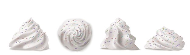 Whipped cream swirl or meringue with sprinkles