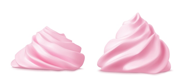 Free vector whipped pink cream swirl or meringue side view 3d