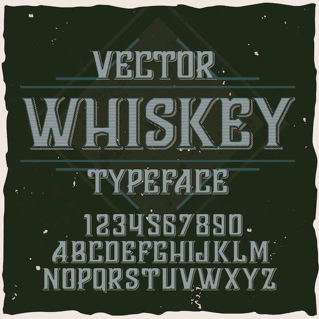 Carattere tipografico di vettore di whisky